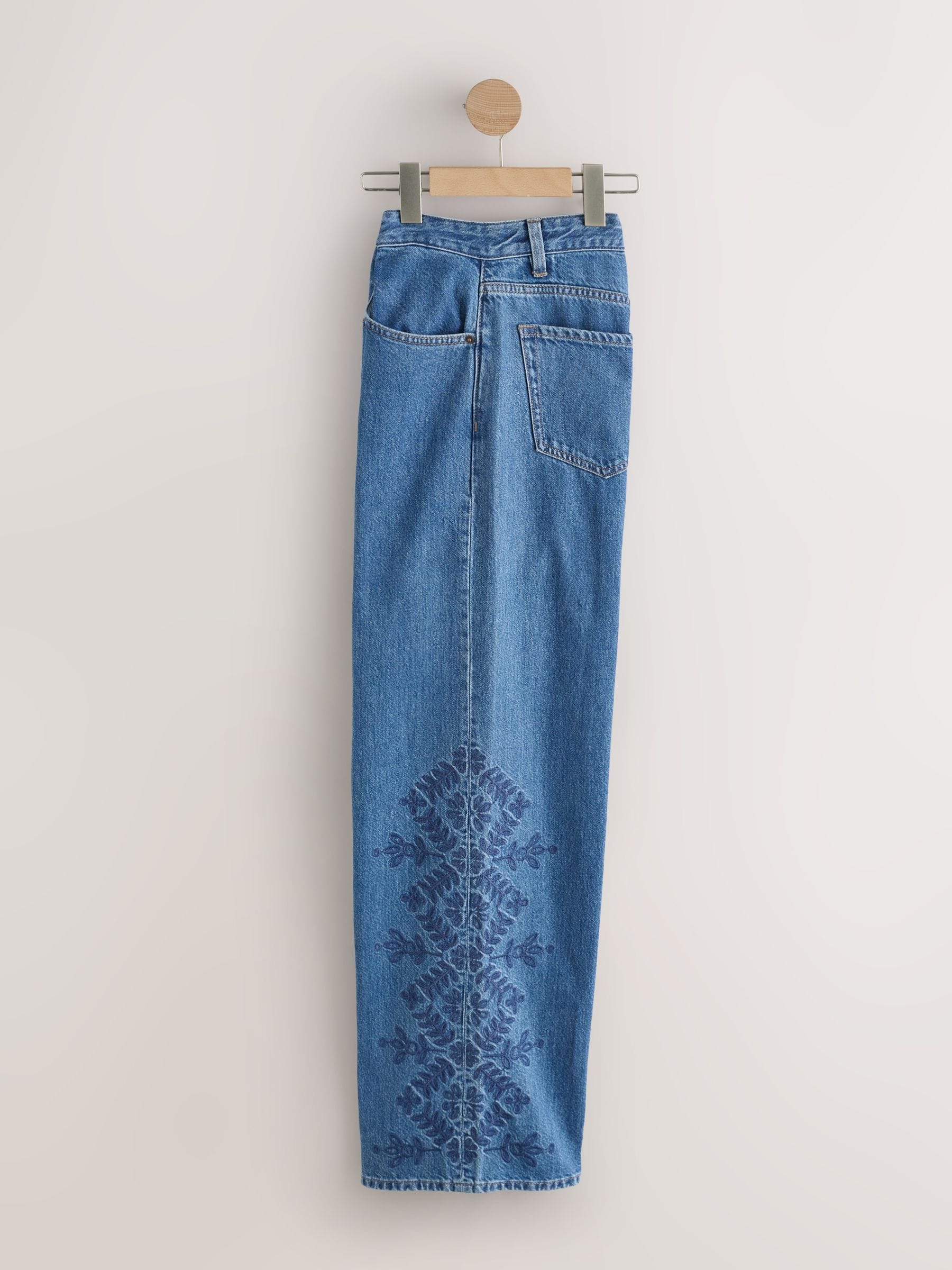 Kopen Middenblauw met bloemenborduursel - Zandloper denim jeans