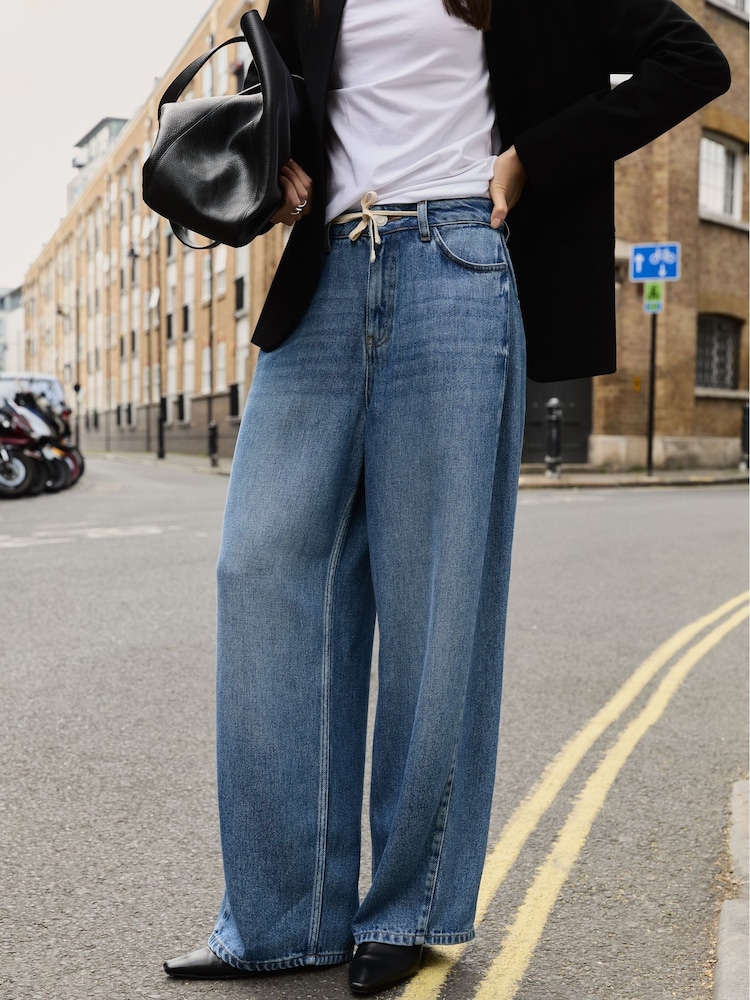 Baukjen Blue Leonor Tie Front Wide Leg Jeans - Image 2 of 5