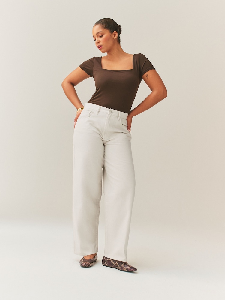 Ecru Hourglass Baggy Wide Leg Jeans - Image 1 of 8