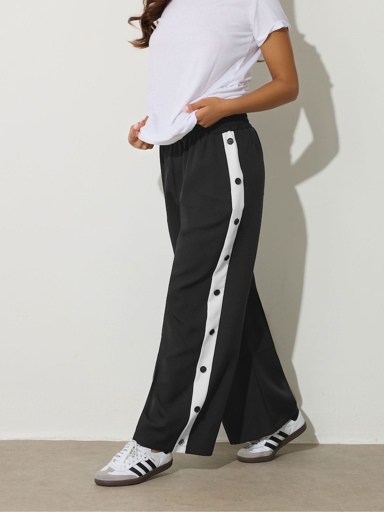 PixieGirl Petite Button Stripe Wide Leg Trousers - صورة 2 من 5 PixieGirl Petite Button Stripe Wide Leg Trousers - صورة 2 من 5