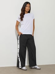PixieGirl Petite Black Button Stripe Wide Leg Trousers - Image 4 of 5