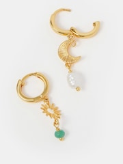 Accessorize 14ct Gold Sun & Moon Drop Earrings - Image 2 of 3