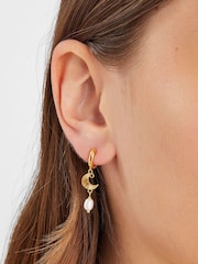Accessorize 14ct Gold Sun & Moon Drop Earrings - Image 3 of 3