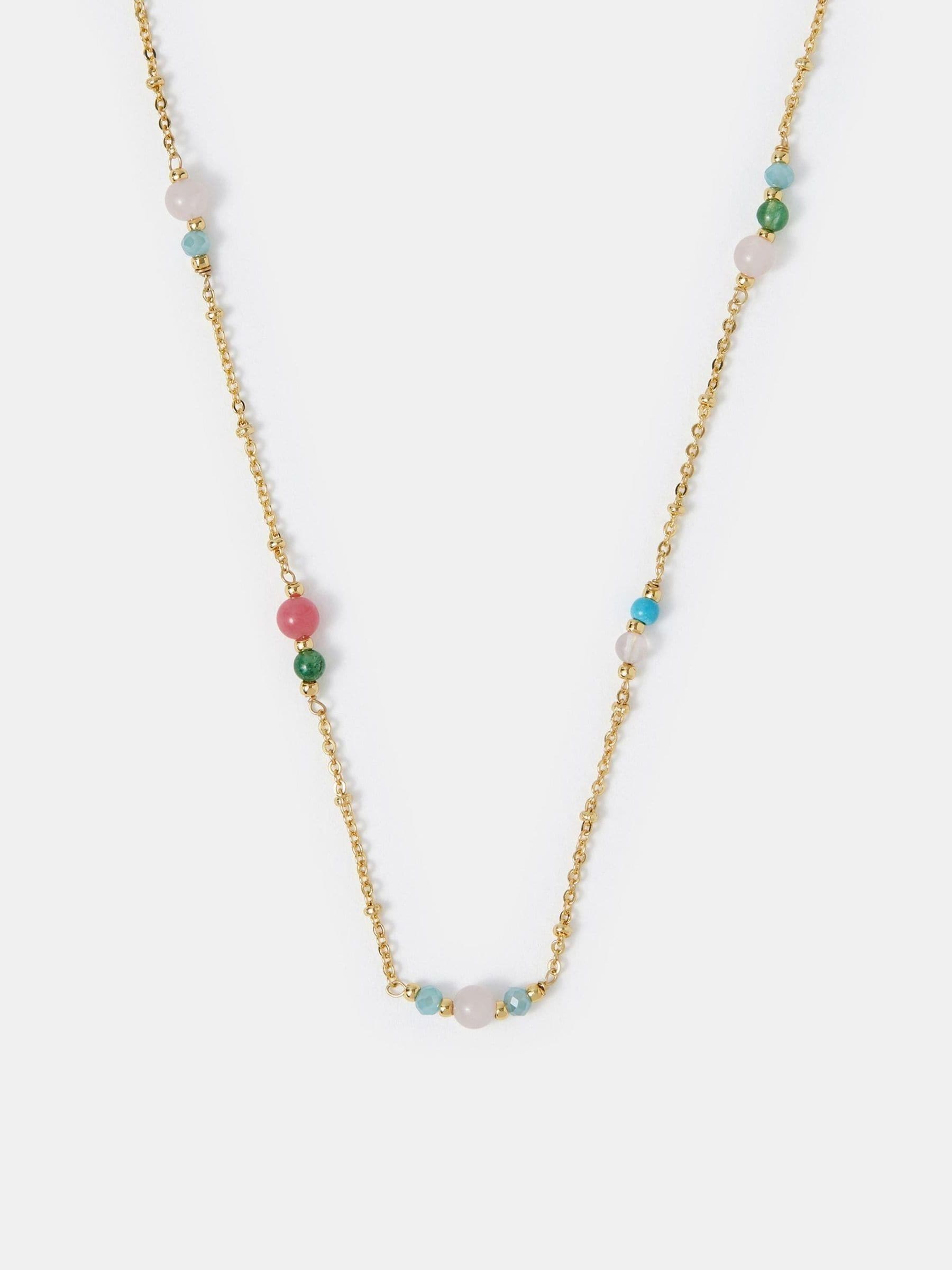Accessorize 14ct Gold Semi-Precious Bead Station Necklace