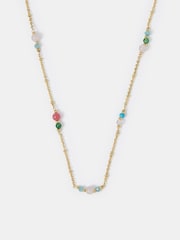 Accessorize 14ct Gold Semi-Precious Bead Station Necklace - Image 1 of 2