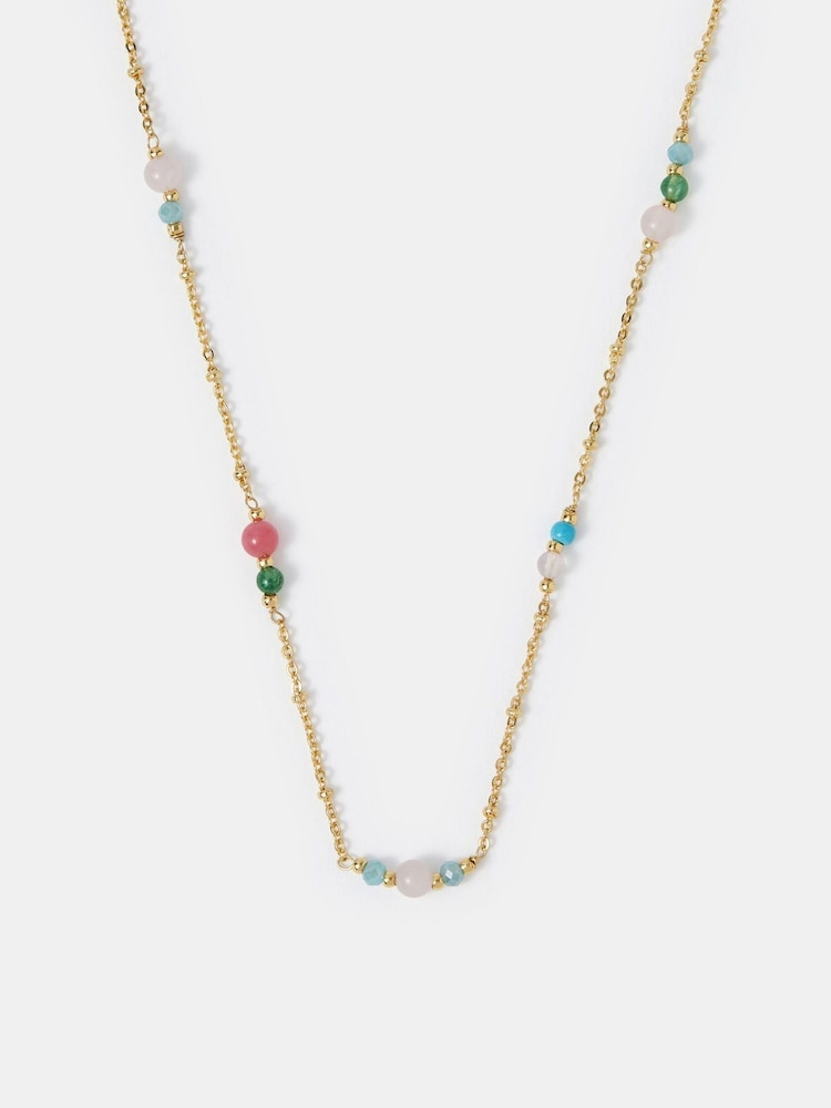 Accessorize 14ct Gold Semi-Precious Bead Station Necklace - Image 1 of 2