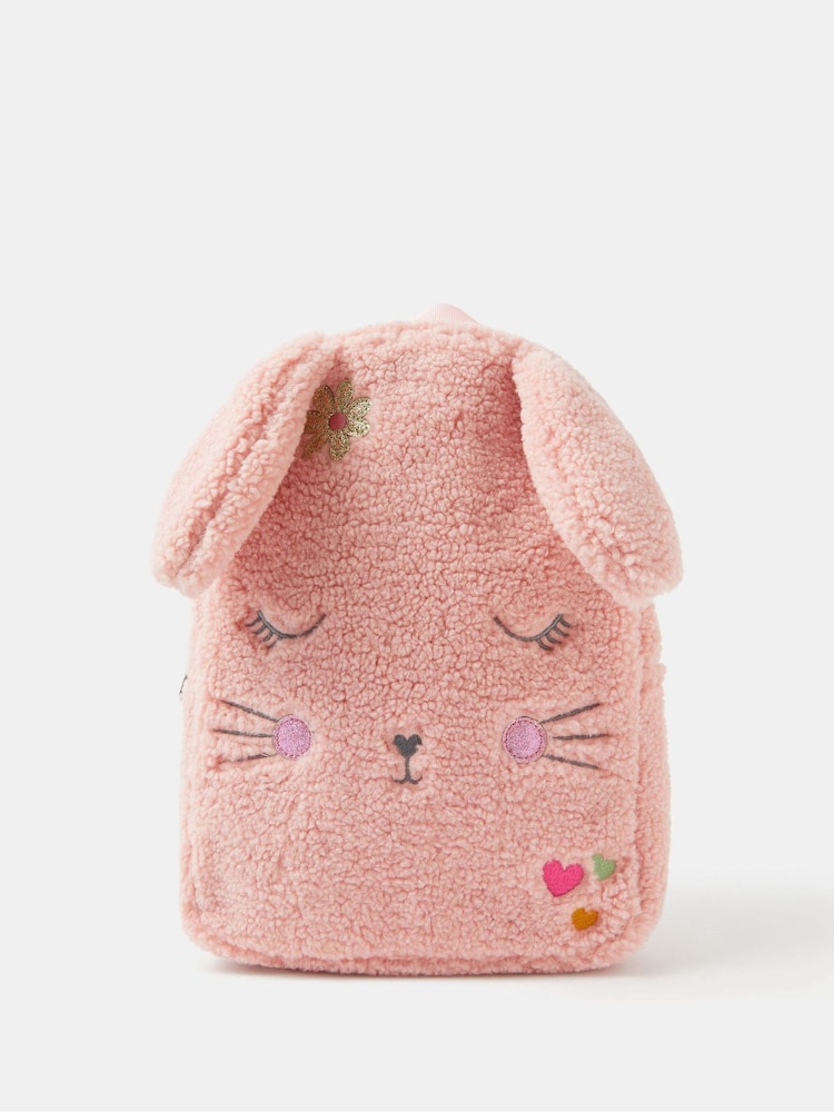 Angels By Accessorize Pink Girls Borg Bunny Backpack - Image 1 of 2