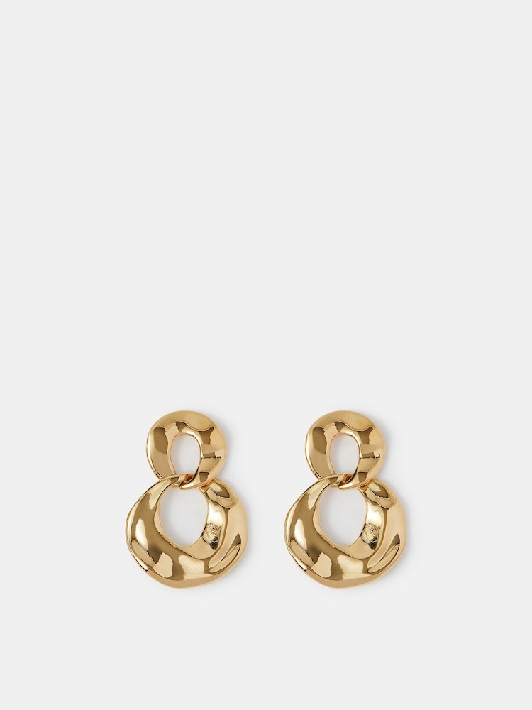 Accessorize 14ct Gold Round Link Drop Earrings - Image 1 of 3 Accessorize 14ct Gold Round Link Drop Earrings - Image 1 of 3