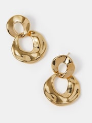 Accessorize 14ct Gold Round Link Drop Earrings - Image 2 of 3