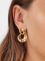 Accessorize 14ct Gold Round Link Drop Earrings - Image 3 of 3