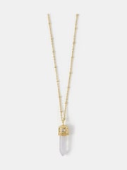 Accessorize 14ct Gold Long Rose Quartz Pendant Necklace - Image 1 of 2