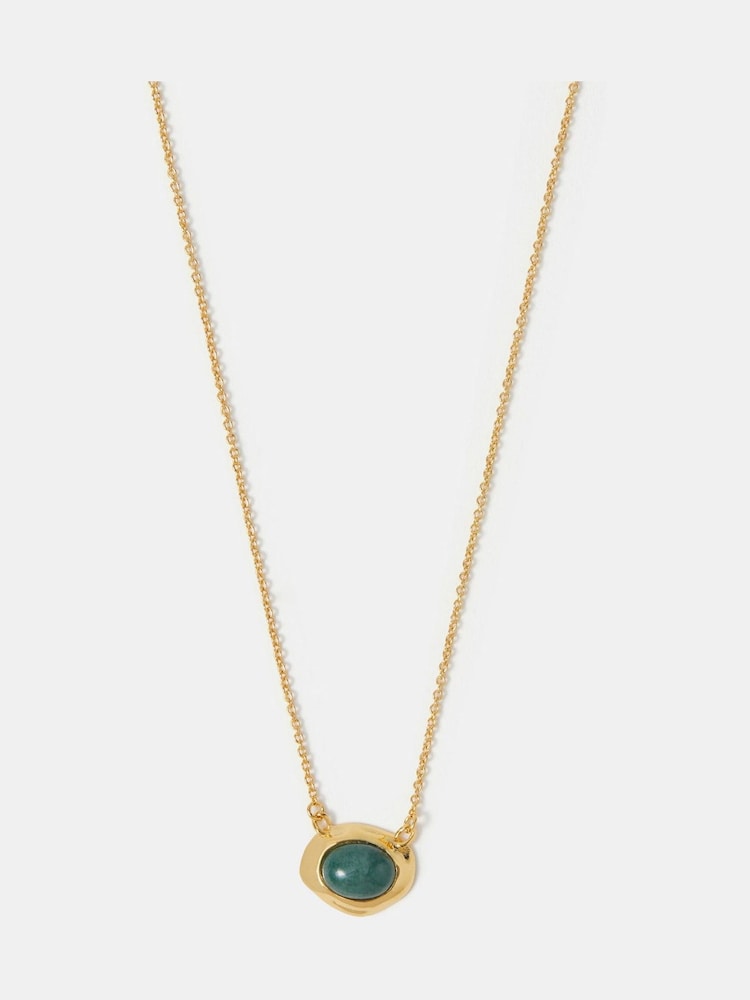 Accessorize 14ct Gold Irregular Aventurine Pendant Necklace - Image 1 of 2