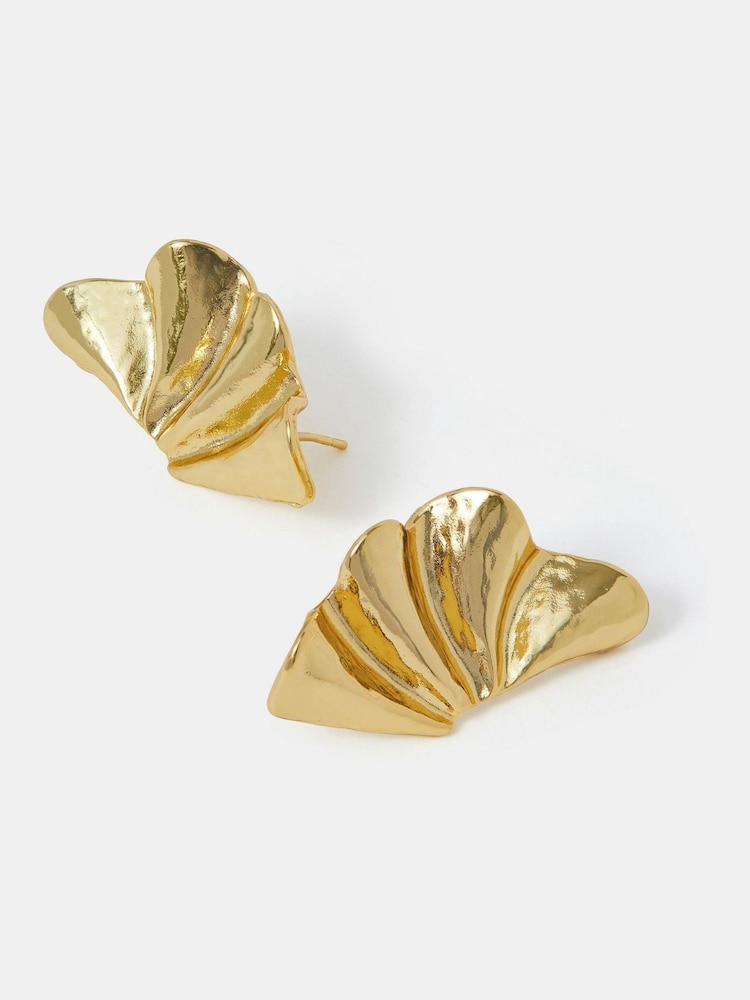 Accessorize 14ct Gold Molten Fan Stud Earrings - Image 1 of 2