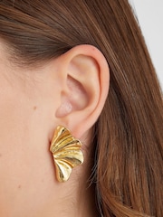 Accessorize 14ct Gold Molten Fan Stud Earrings - Image 2 of 2