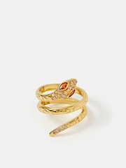 Accessorize 14ct Gold Snake Wrap Ring - Image 1 of 3