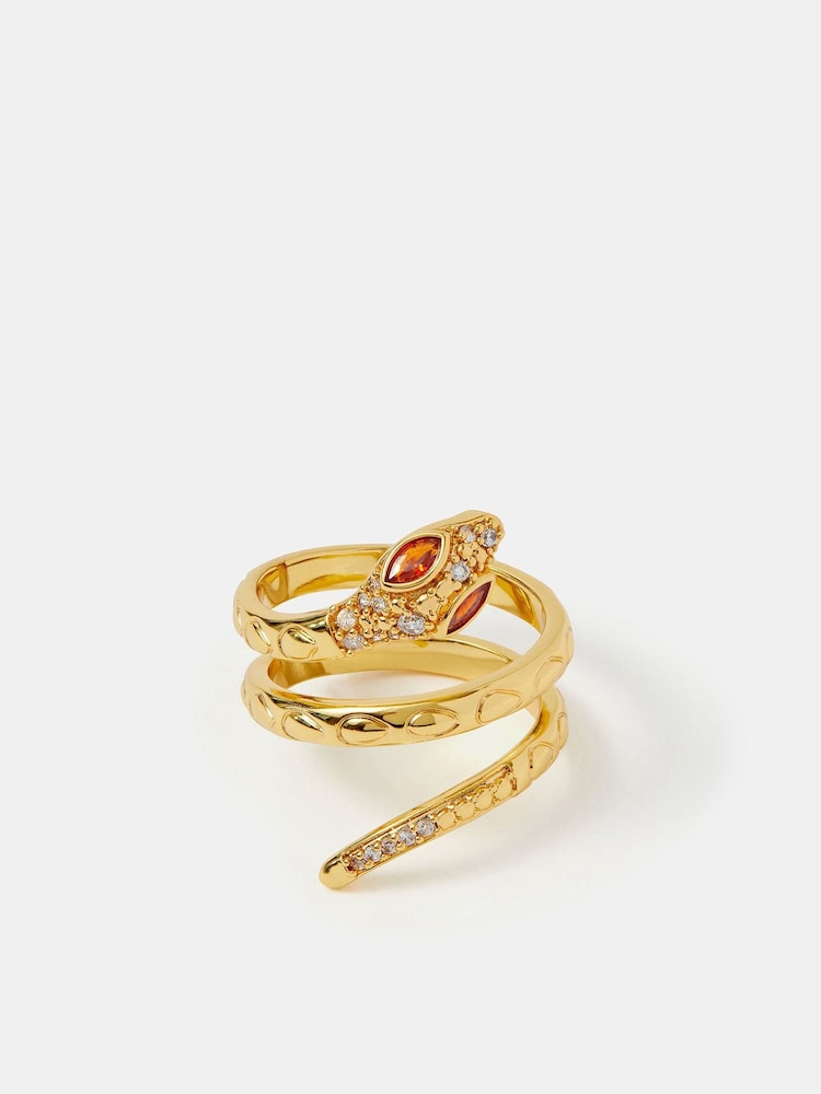 Accessorize 14ct Gold Snake Wrap Ring - Image 1 of 3