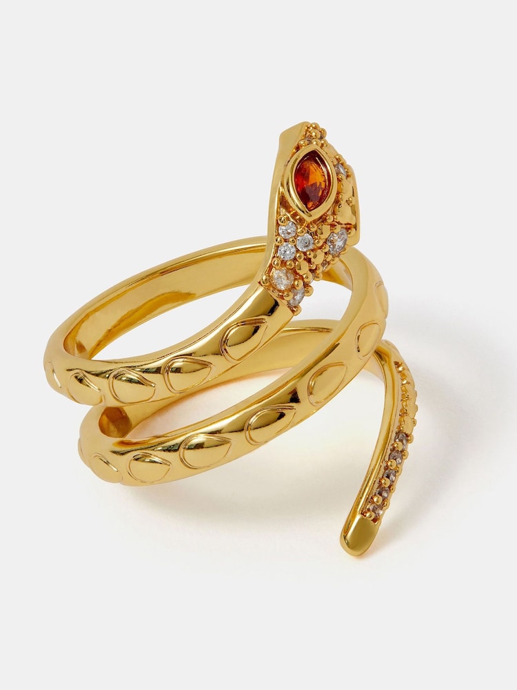 Accessorize 14ct Gold Snake Wrap Ring - Image 2 of 3
