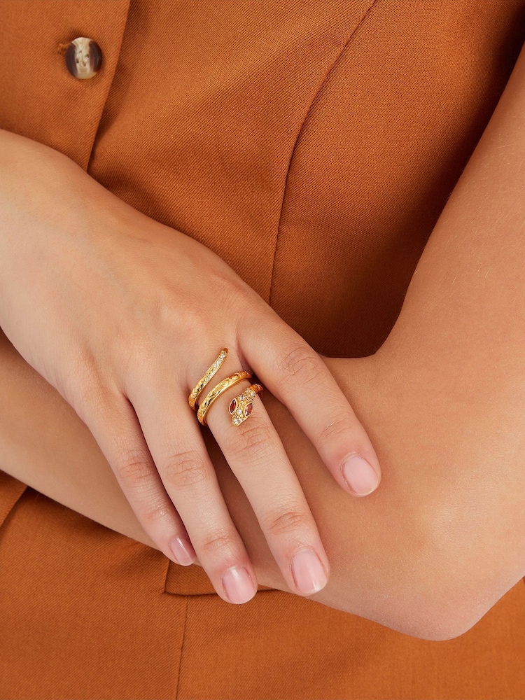 Accessorize 14ct Gold Snake Wrap Ring - Image 3 of 3