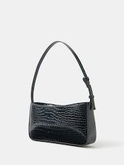 Accessorize Black Faux Croc Shoulder Bag - Image 2 of 5
