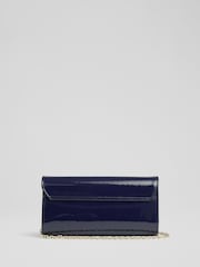 LK Bennett Blue Florence Soft Suede Curve Flap Clutch Bag - Image 2 of 3