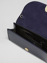 LK Bennett Blue Florence Soft Suede Curve Flap Clutch Bag - Image 3 of 3