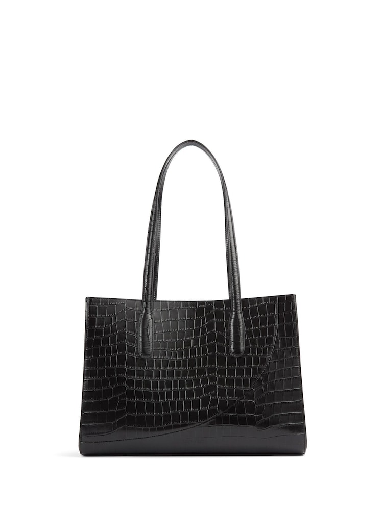 LK Bennett Black Olivia Grained Leather Oloid Tote Bag - Image 1 of 3