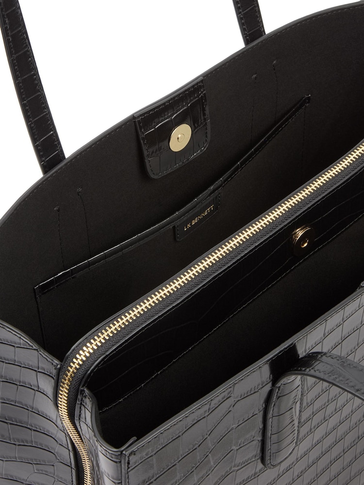 LK Bennett Black Olivia Grained Leather Oloid Tote Bag - Image 3 of 3