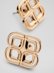 LK Bennett Metallic Logo Motif Stud Earrings - Image 1 of 4