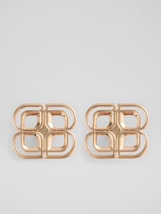 LK Bennett Metallic Logo Motif Stud Earrings - Image 2 of 4