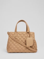 LK Bennett Brown Olivia Grained Leather Oloid Tote Bag - Image 1 of 5