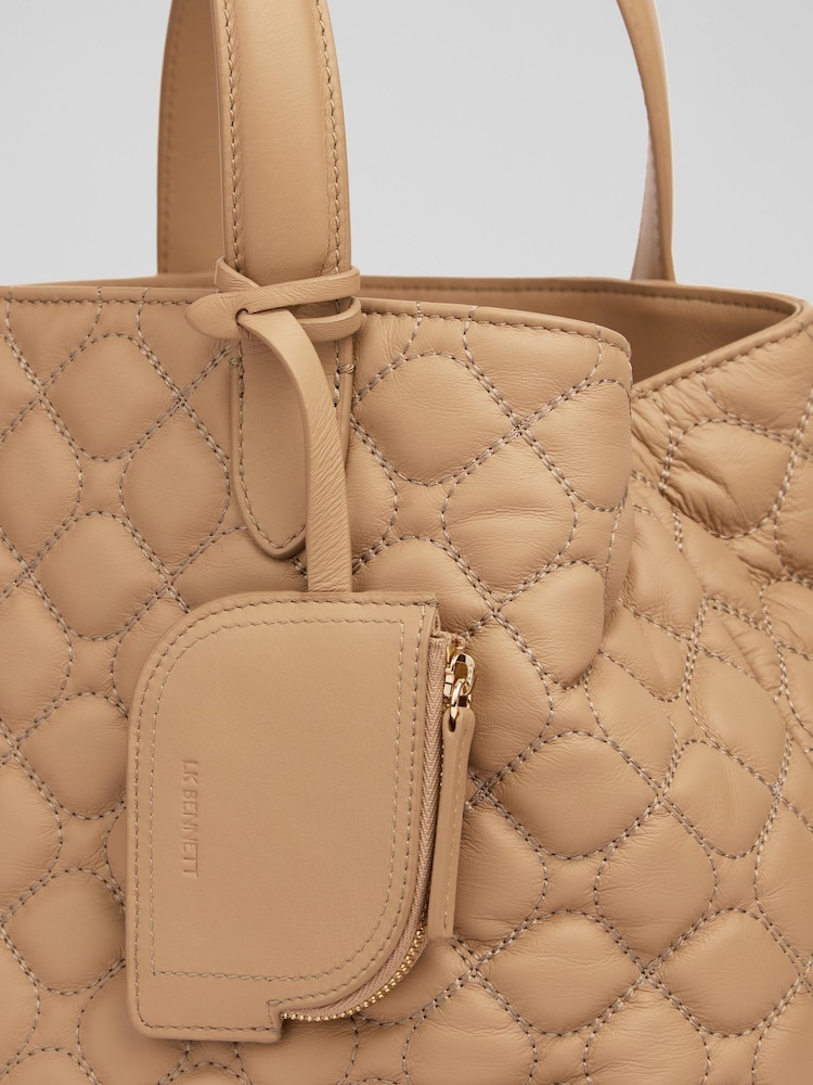 LK Bennett Brown Olivia Grained Leather Oloid Tote Bag - Image 2 of 5