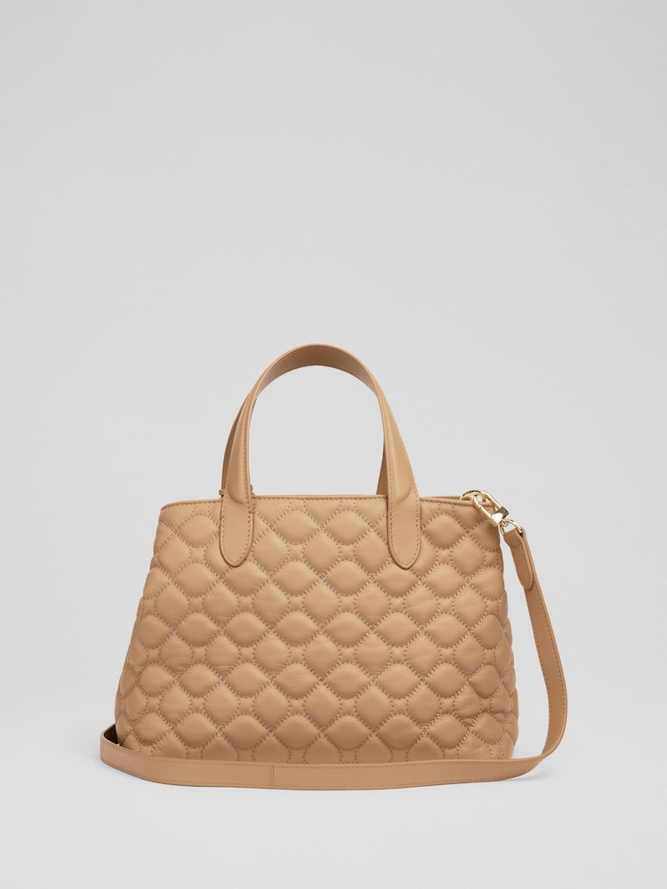 LK Bennett Brown Olivia Grained Leather Oloid Tote Bag - Image 5 of 5