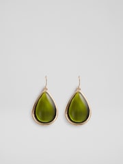 LK Bennett Green Jeanie Crystal Three Drop Stud Earrings - Image 1 of 3