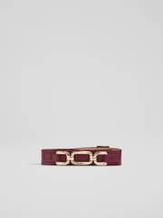 LK Bennett Red Oloid Snaffle Leather Belt - Image 1 of 2
