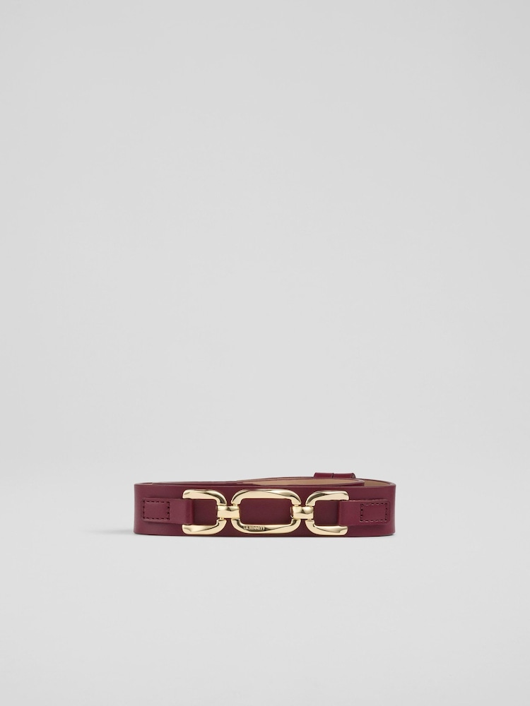 LK Bennett Red Oloid Snaffle Leather Belt - Image 1 of 2