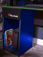 X Rocker Blue Carbon Tek Desk With Wireless Charging And Neo Fibre LED - Image 3 of 6