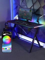 X Rocker Black Lumio Compact Gaming Desk With 3 Sided App Control Lighting - Image 1 of 6