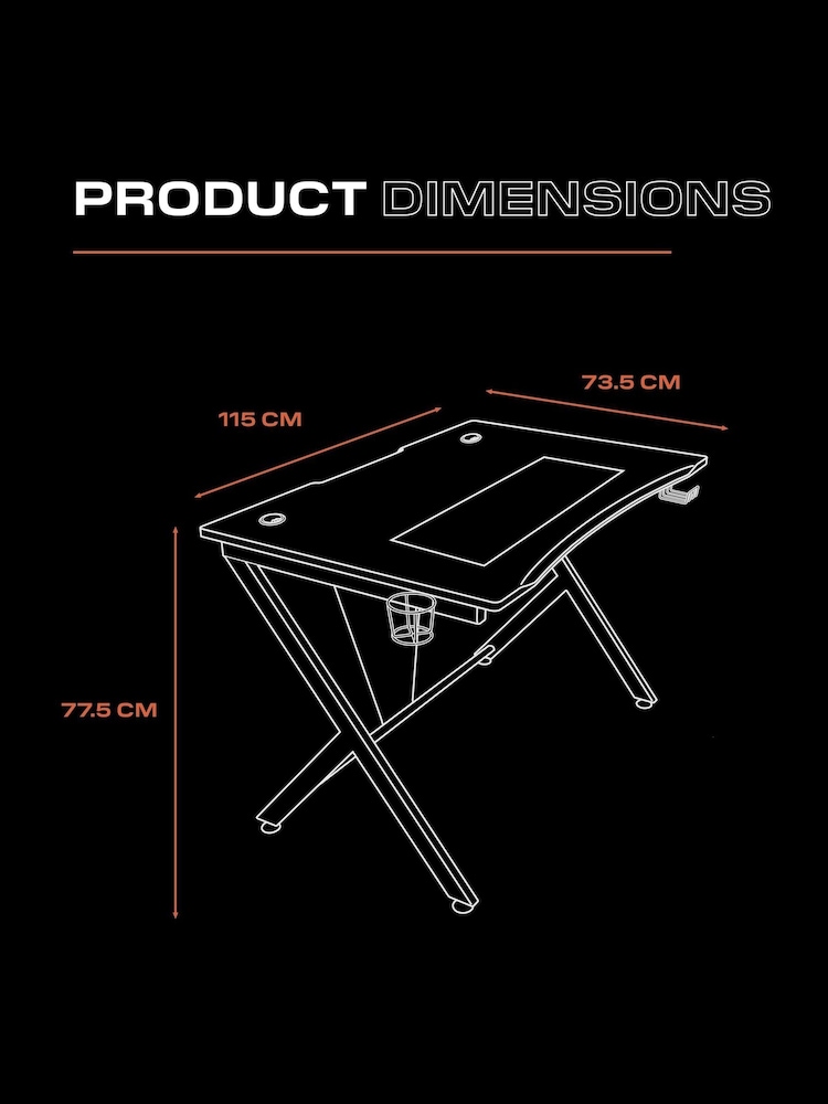X Rocker Black Ocelot Gaming Desk - Image 6 of 6