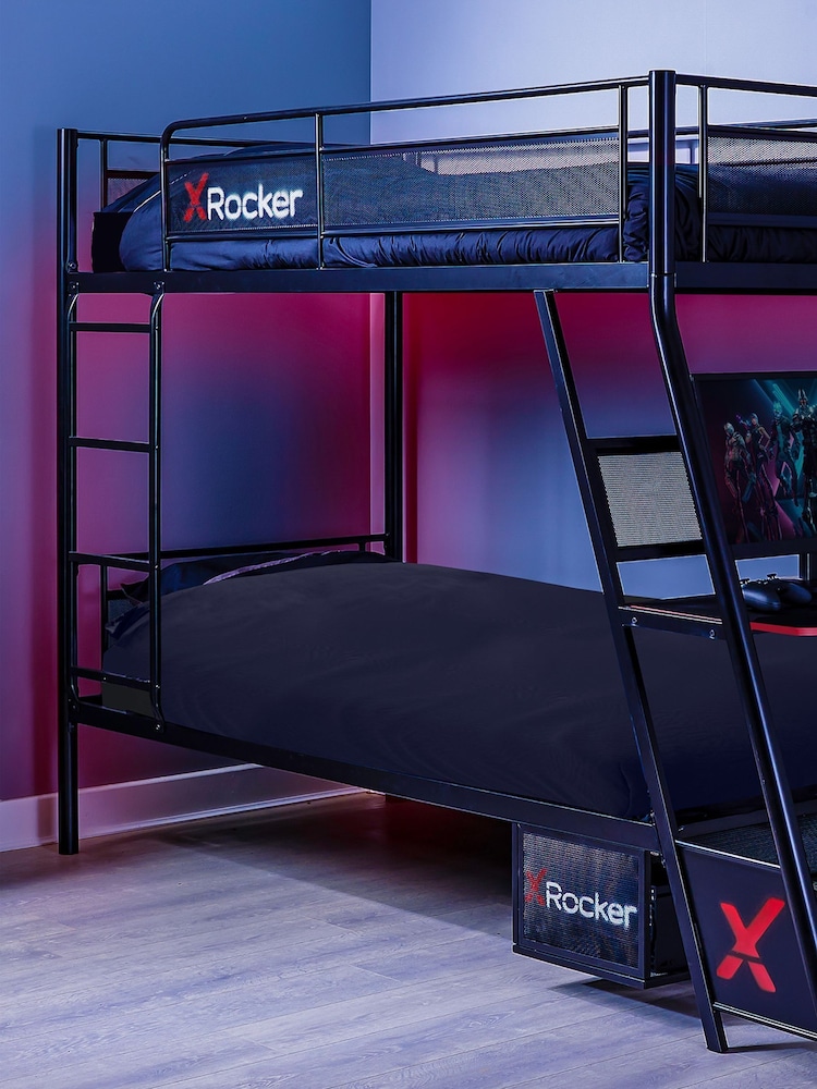 X Rocker Black Armada Dual Bunk Bed With Gaming Desk - Image 1 of 6