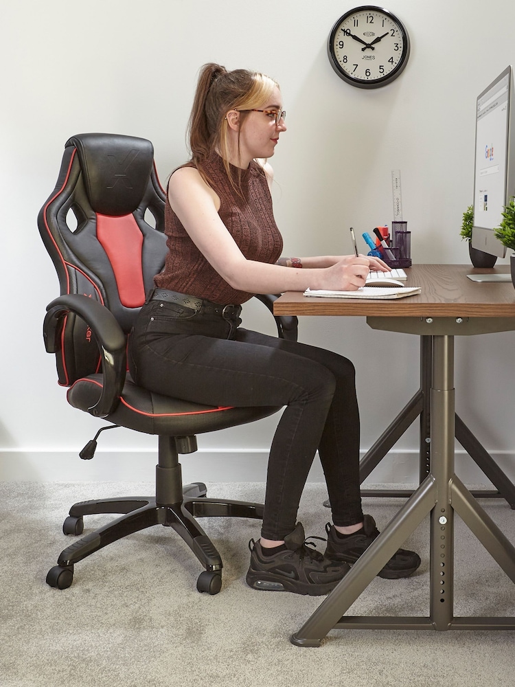 X Rocker Red Maverick Height Adjustable Office Gaming Chair With Natural Lumbar Support - Image 2 of 6