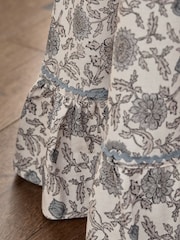 Blue Floral Round Cotton Tablecloth - Image 2 of 3