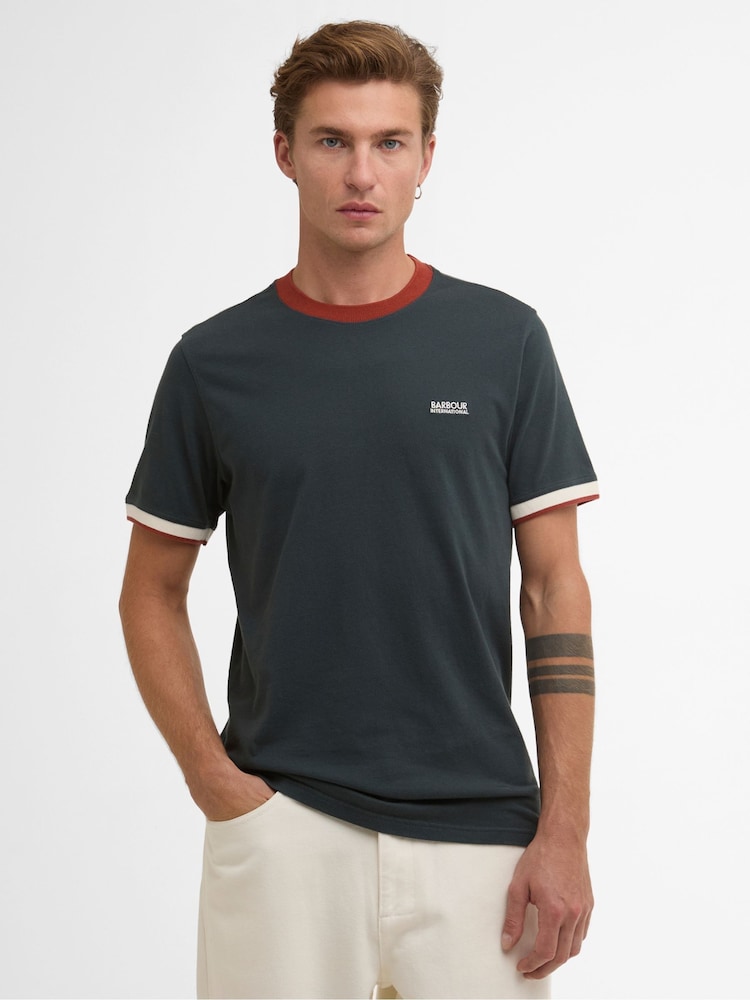 Barbour® International Green Eamon Pique T-Shirt - Image 1 of 6