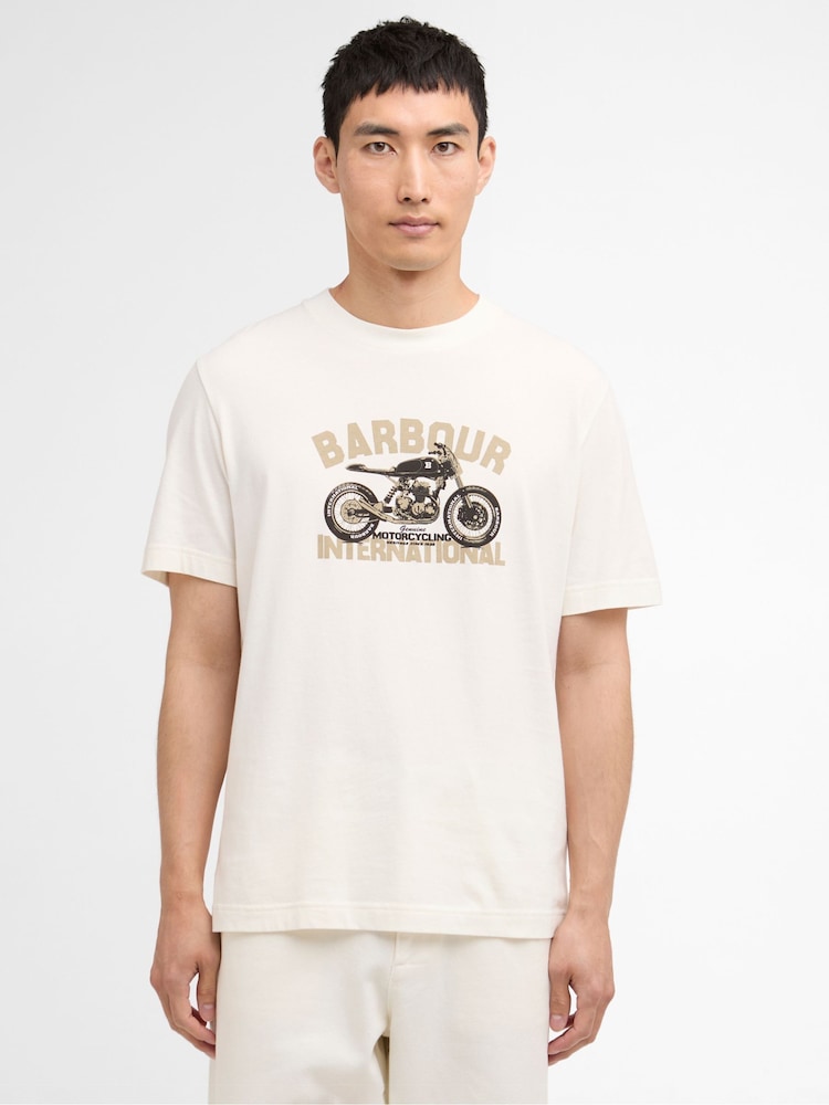 Barbour International White Shifter Graphic Print T-Shirt - Image 1 of 6