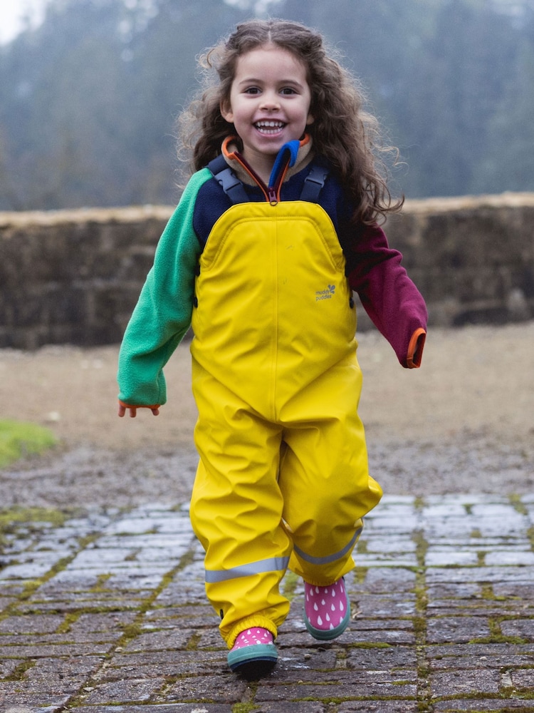 Muddy Puddles Yellow Waterproof Insulated Puddleflex Dungarees - Image 1 of 7 Muddy Puddles Yellow Waterproof Insulated Puddleflex Dungarees - Image 1 of 7