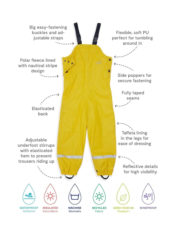 Muddy Puddles Yellow Waterproof Insulated Puddleflex Dungarees - Image 7 of 7