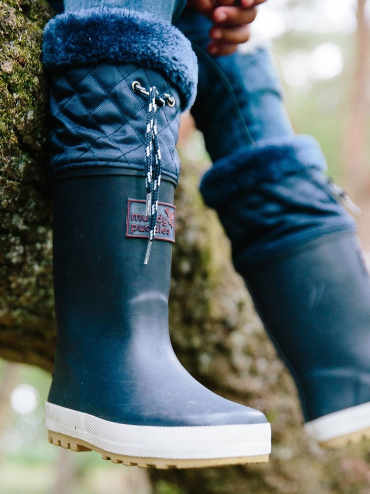 Muddy Puddles Blue Fleece Lined Puddleflex Wellies - Image 2 of 6