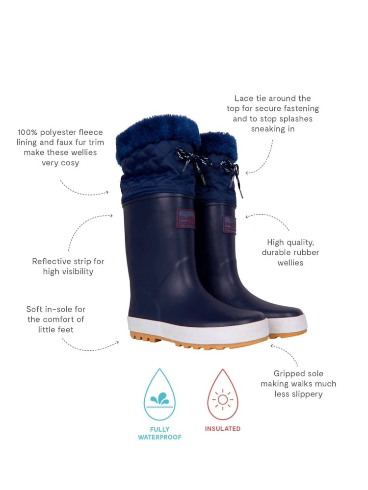 Muddy Puddles Blue Fleece Lined Puddleflex Wellies - Image 6 of 6