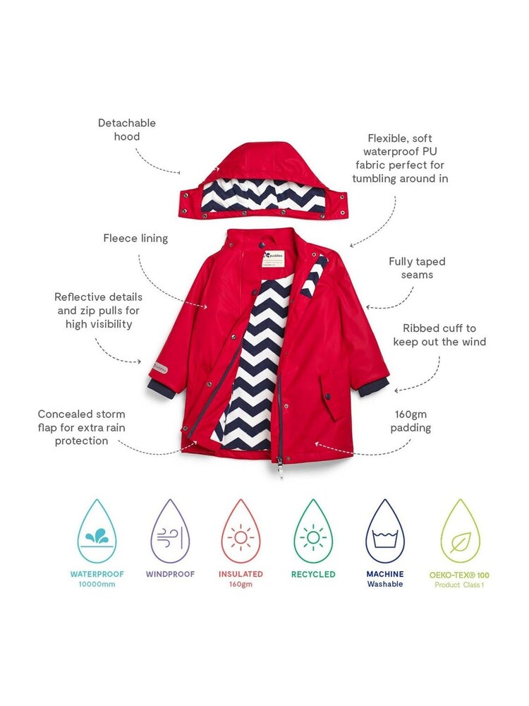 Muddy Puddles Red Waterproof Insulated Puddleflex Jacket - Image 5 of 5