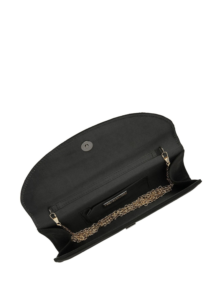 Lotus Black Clutch Bag with Chain - Image 2 of 4