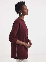 JD Williams Red Side Zip Longline Sweatshirt - Image 1 of 4